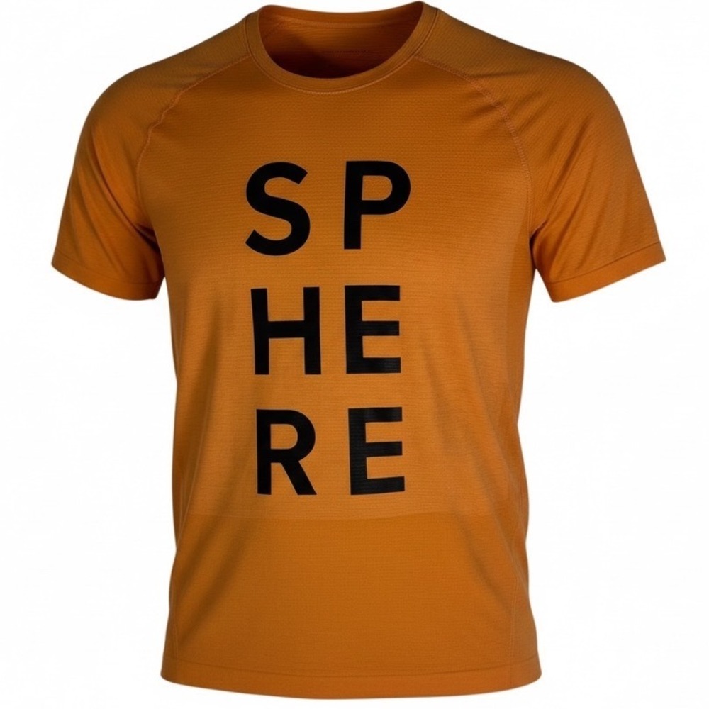 Orange Sphere Graphic Athletic T Shirt Men's Size Small Short Sleeve Performance